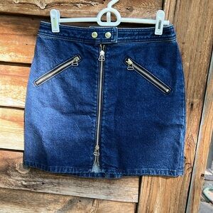 Rag & bone mini denim skirt zip up pockets blue